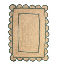 Scallop Pattern Jute Bohemian Area Rug (2'6