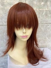 Long Straight Copper Red Auburn Layered Human Hair Blend Heat OK Wigs #130 Women picture