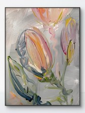Original Abstract Expressionism 12x16 Flower Buds Colorful Signed Fine Art 536 picture