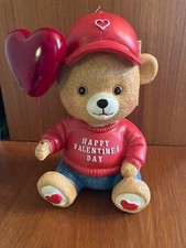 Love and Cupcakes Valentine Teddy Bear Figurine Heart Balloon Red Sweater NWT picture