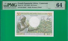 French Equatorial Africa Cameroun 50 francs ND(1957), P31, PMG Choice UNC *64* picture