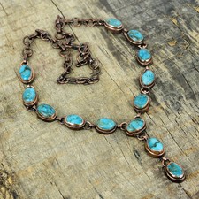 Valentines Sale Tibetan Turquoise Stone Chain Wife Electroformed Necklace - USA picture