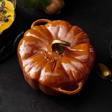 Staub Pumpkin Cocotte 3.5 Qt Enameled Cast Iron Dutch Oven Made France, Freeship picture