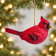 Red Cardinal Ceramic Christmas Tree Ornament Bird Holiday Hanging Decor 4 Inches picture