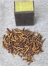 Antique Unbranded Improved Brassed Cobblers Tacks Nails ~ Size 3 1/2 / 8 picture
