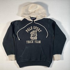 Vintage Polo Sport Ralph Lauren Knit Hoodie Mens Medium Blue Track Team 90s picture