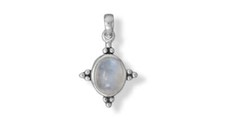 Oxidized Oval Rainbow Moonstone Pendant with Beaded Accents picture