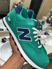 New Balance 574 teal navy sneakers picture