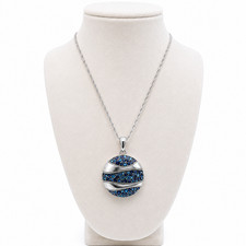 Brighton Crystal Passage Round Necklace Blue Silver Adjustable Pendant NEW $98 picture