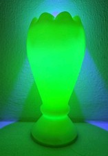 Antique Uranium Custard Glass Tulip Rim Pedestal Bud Vase Pontil Finish 6
