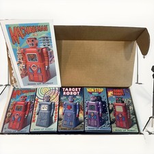 Rocket USA Gang of Five Lot of 5 Wind Up Robots Boxed Vintage 1997 picture