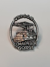 Oregon Travel Souvenir Lapel Pin Columbia Gorge Silver Color Cut-Out picture