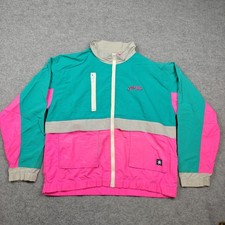 Vintage Starbus Jacket Mens Large Pink Embroidered Safari Bar Windbreaker 80s picture