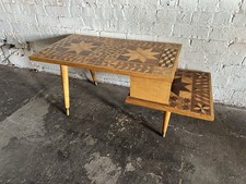 Mid Century Modern Coffee Table Inlay Step Wood Carve Inlaid Vintage Mosaic Teak picture