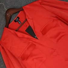 Jones New York Signature Fiery Red Satin V-Neck Pullover Blouse Large NWT picture