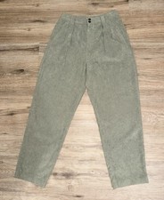 Madewell Women's 6 Sage Green Corduroy Tapered High Rise Pleated Wide Pants picture