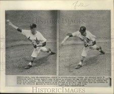 1957 Press Photo Cardinal Von McDaniel Hurls to Pittsburgh Batter During Game picture