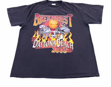 Vintage Biketoberfest Daytona Beach 2001 Double-Sided Graphic T-Shirt Black L picture