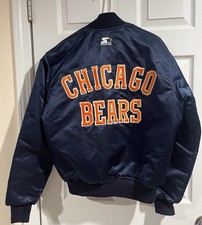 Vintage 80's STARTER Chicago Bears NFL Pro Line Satin Spellout Jacket Men's MED picture