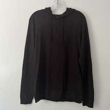 NWT Vince 100% Cotton Raglan Sleeve Pullover Hoodie Black Medium picture