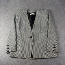 Vtg Windsmoor Blazer Womens 14 Black White Houndstooth Tweed Jacket Smart Work picture