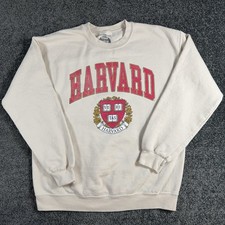 Harvard Crimson Sweatshirt Mens Medium White NCAA College Crewneck Pullover picture