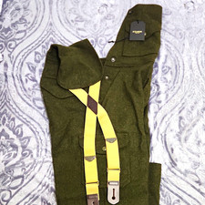 Filson Men’s Wool Bib Pants Green Solid Size 32 w/ Suspenders Made in USA picture