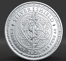 1 oz .999 Fine JUSTICE Silver Round Silver Shield BU With CAPSULE picture