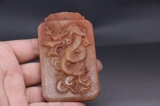 Chinese Antiques Hetian Jade Hand  Engraving Dragon Exquisite Brand Statue picture