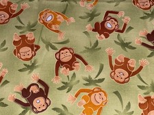 VINTAGE Robert Kaufman Over the Rainbow Monkey 100% Cotton Children Fabric picture