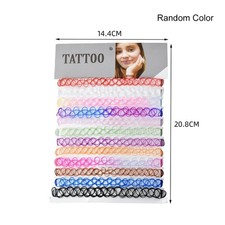 12pcs Rainbow Stretch Choker Creative Women Set Necklace Elastic Tattoo Vintage picture