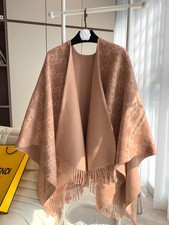 FENDI FF Karligraphy Double-Sided Wool Cashmere Scarf Beige 145x155cm picture