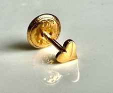 18K Solid Gold Tiny Heart Earring, 3mm, Single Stud With Screw back picture