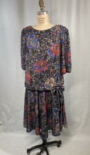 Vintage Dress SIZE XL Extra Large CANASTA FROCKS 80s 90s classic drop waist picture