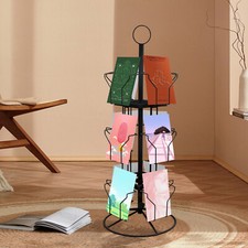 3 Tier Greeting Card Rack Spins 12 Pocket Black Retail Display Rotating Holder picture