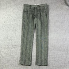 ASOS DESIGN Pants Men 32x30 Gray Herringbone Tweed Slim Pleated Dress Workwear picture
