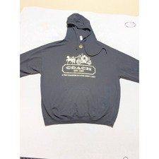 Tultex 320 Coach Hoodie Mens 2XL Black Horse & Carriage Graphic Print Drawstring picture