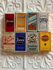 Antique Rare Cigarette Packs Empty British Boxes Fab Graphics Set of 8 picture