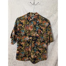 Vtg 80s 90s Forenza Moody Floral Camp Shirt Short Sleeve Button Down picture