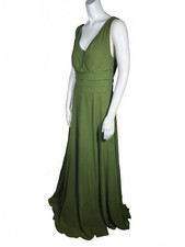 NWT Azazie Bianca Olive Green Sleeveless Maxi Slit Dress Size A12 picture
