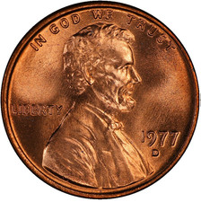 1977-D Mint State Lincoln Memorial Cent 1C picture