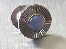 Single Vintage 14K Gold Blue Cabochon Cufflink Marked 14K 4.2g picture