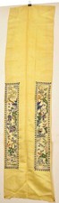 1900's Chinese Yellow Silk Embroidery Cuff Sleeve Band Panel Textile Figure Mk picture