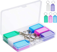 20 Pack Plastic Key Tags with Labels and Container 5 Colors picture