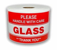 3x5 Please Glass Thank You Labels Adhesive Ship Fragile Stickers 2 RLS of 300 EA picture
