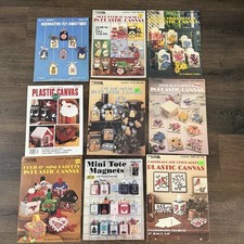 Vintage Plastic Canvas Pattern Books Lot of 9 Leisure Arts Crafts picture