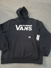 VANS Off The Wall Classic Pullover Hoodie Logo Sweatshirt Black Mens Large NWT picture