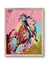 @FearlessPaints Bucking Rodeo Cowgirl 24x30 Canvas Fine Art Original Painting picture
