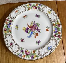 Schumann Bavaria Empress Dresden Flowers Luncheon Plate 8.5” Iris US Zone picture