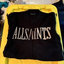 ALLSAINTS AXIS SPLICED LOGO SWEATER in BLACK sz M picture